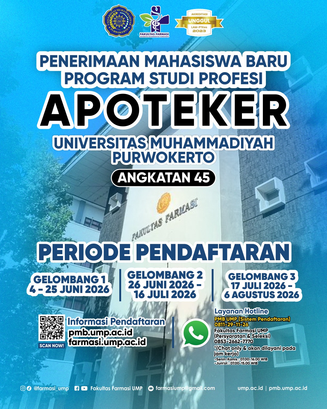 Penerimaan Mahasiswa Baru Program Studi Profesi Apoteker (PSPA) UMP Angkatan 45 Resmi Dibuka! 